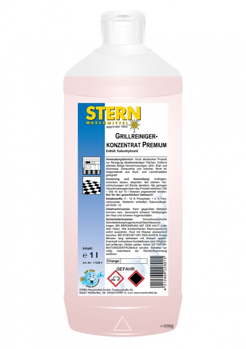 Stern Grill- / Backofen- / Konvektomatreiniger trocken Artikelnummer: 20483 Abpackung: 1 l / Flasche Einheit: FL